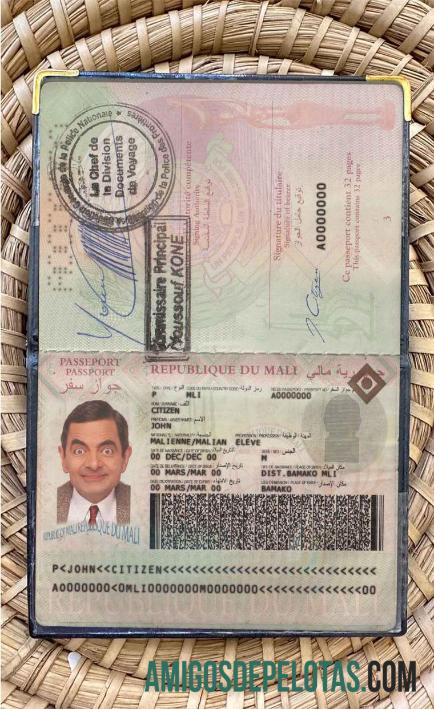 Foto do passaporte do Mali modelo